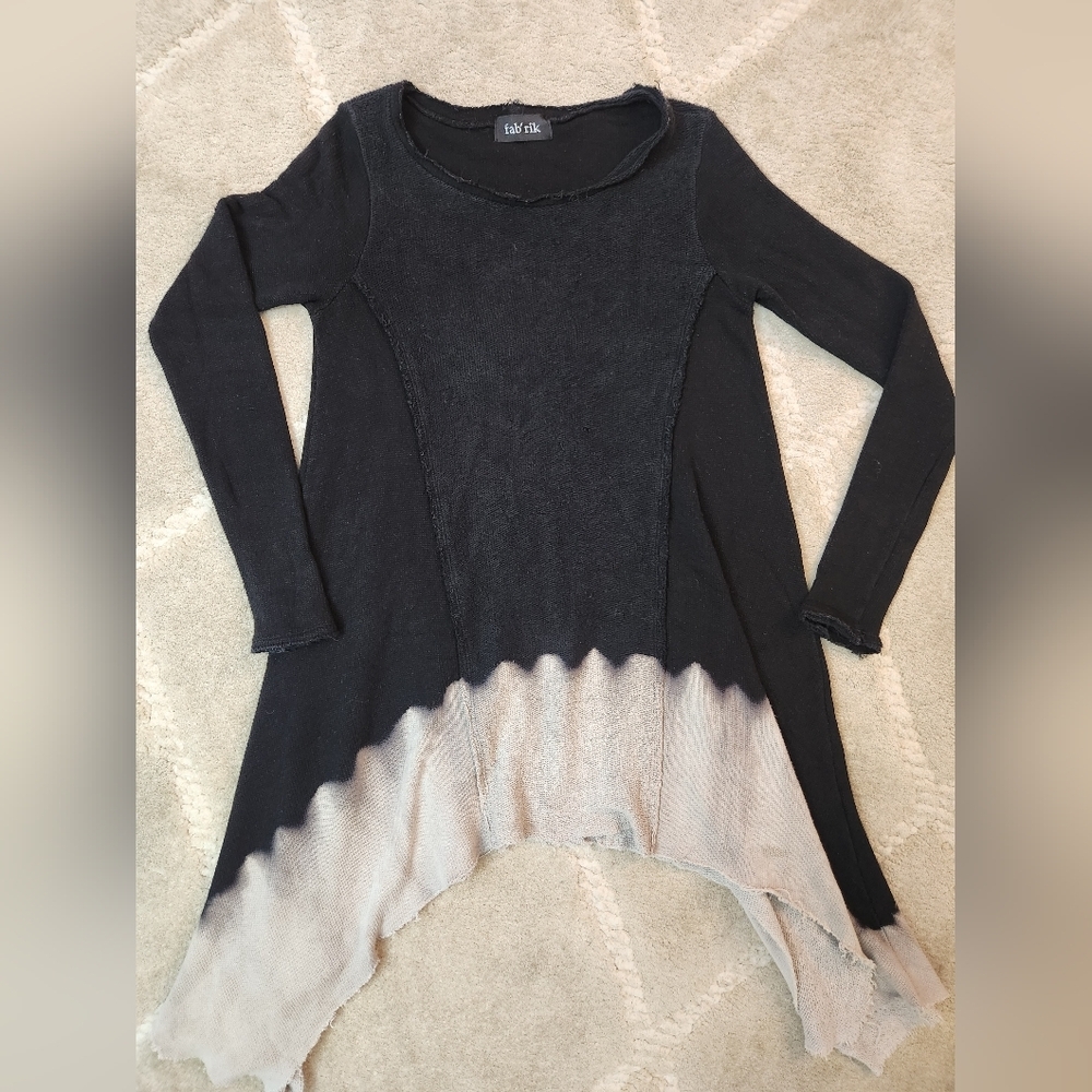 Fabrik Tie Dye long-sleeved tunic top with an asymmetrical hem distressed